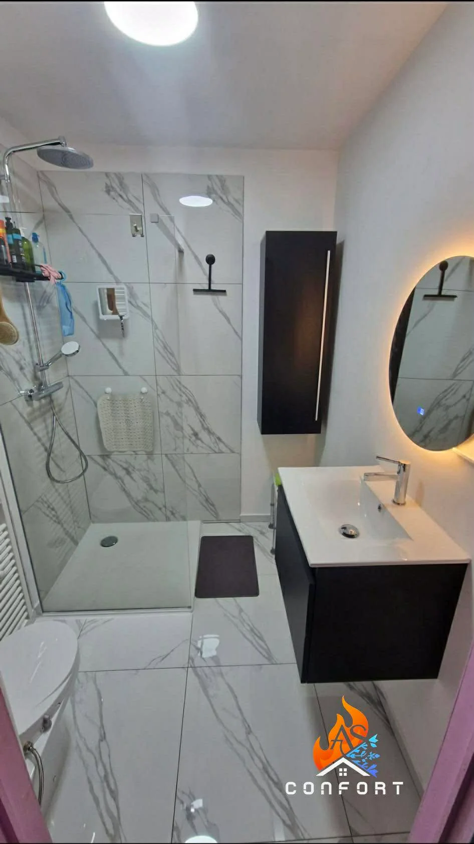 La salle de bain après rénovation complète par AS Confort