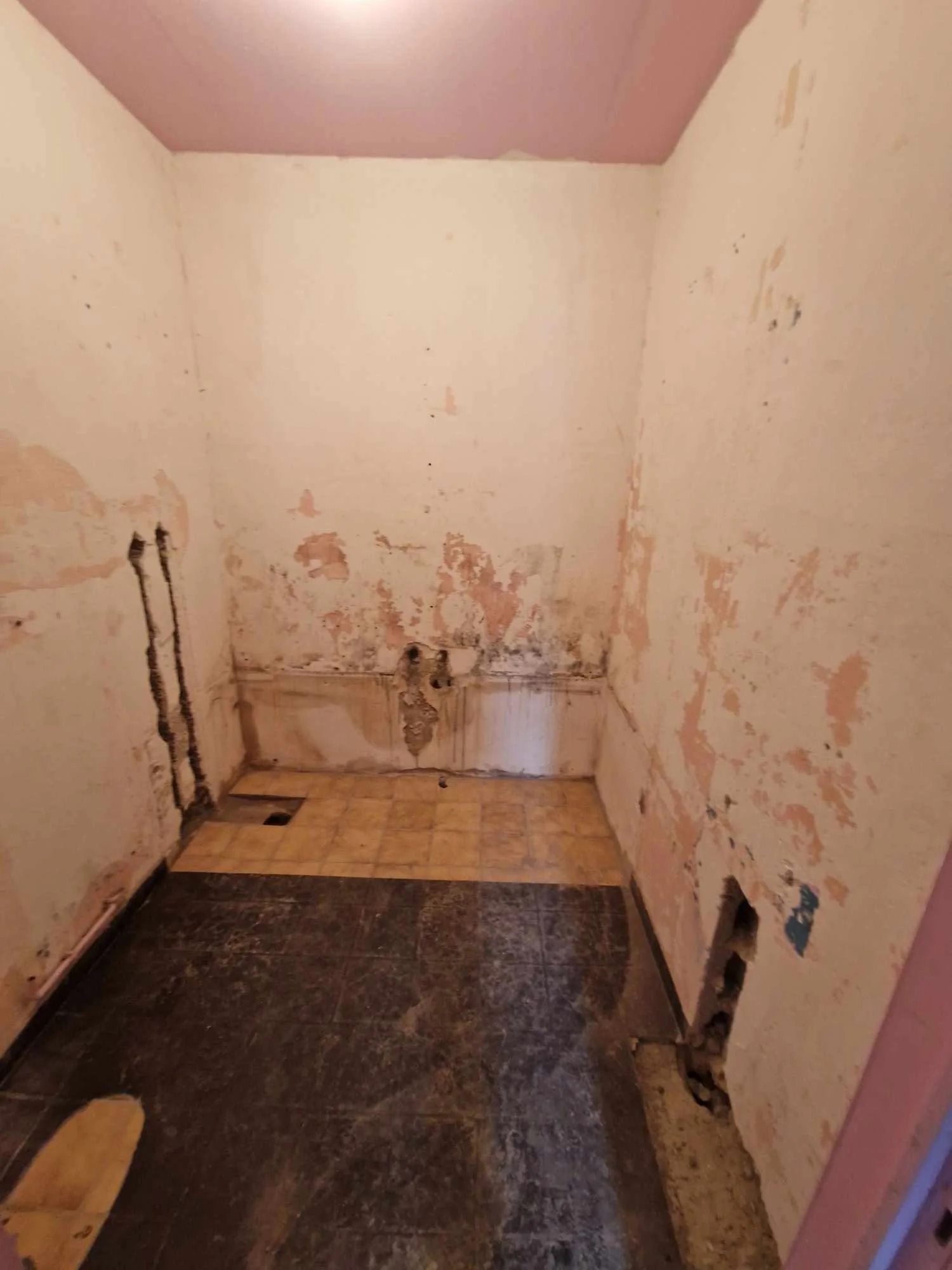 Salle de bain entièrement déposée avant les travaux